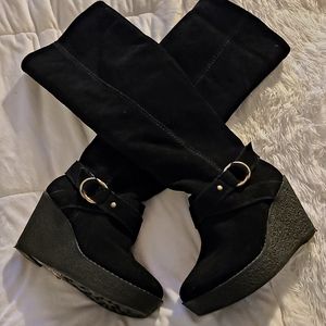 Aldo Shearling Lined BlackSuede Boots | Color: Black | Size: 36